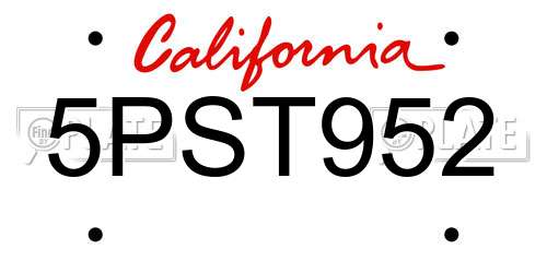 5PST952 California License Plate