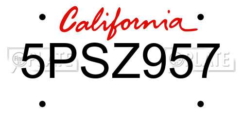 5PSZ957 California License Plate