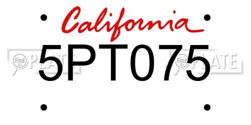 5PT075 California License Plate