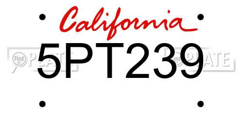 5PT239 California License Plate