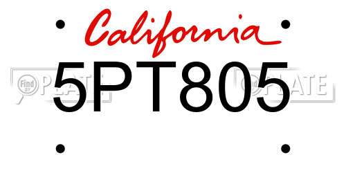 5PT805 California License Plate