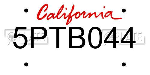 5PTB044 California License Plate