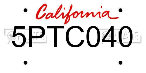 5PTC040 California License Plate