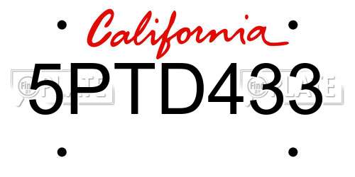 5PTD433 California License Plate