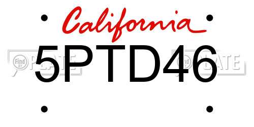5PTD46 California License Plate