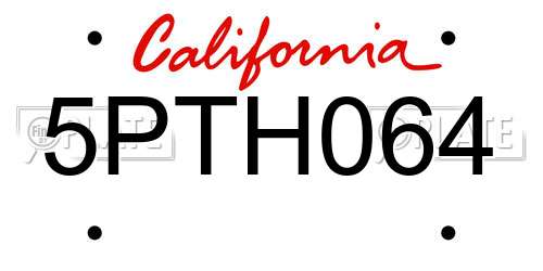 5PTH064 California License Plate