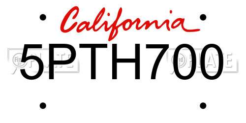 5PTH700 California License Plate