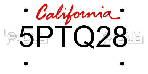 5PTQ28 California License Plate