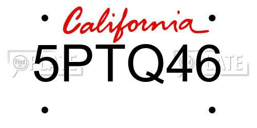 5PTQ46 California License Plate