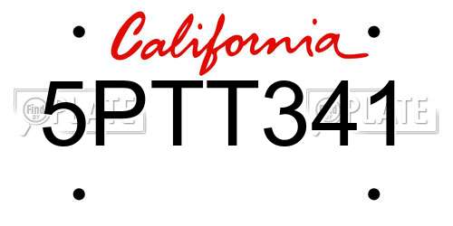 5PTT341 California License Plate