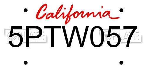 5PTW057 California License Plate