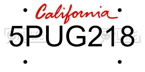 5PUG218 California License Plate