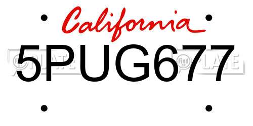 5PUG677 California License Plate