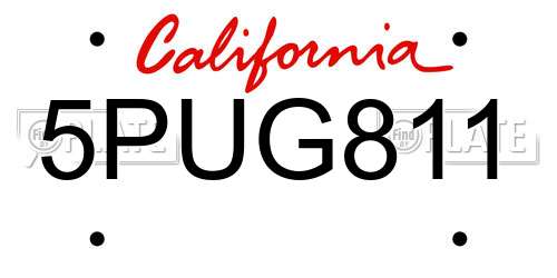 5PUG811 California License Plate