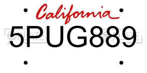 5PUG889 California License Plate