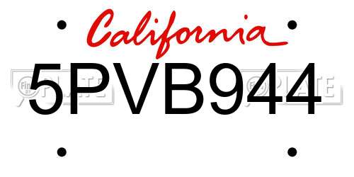 5PVB944 California License Plate