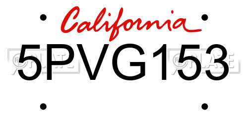 5PVG153 California License Plate