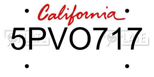 5PVO717 California License Plate