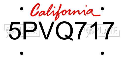 5PVQ717 California License Plate