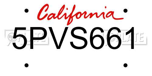 5PVS661 California License Plate