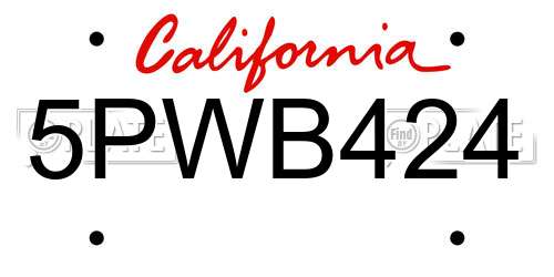 5PWB424 California License Plate