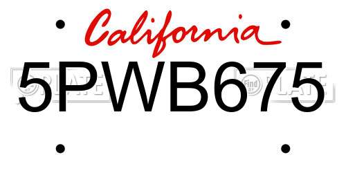 5PWB675 California License Plate