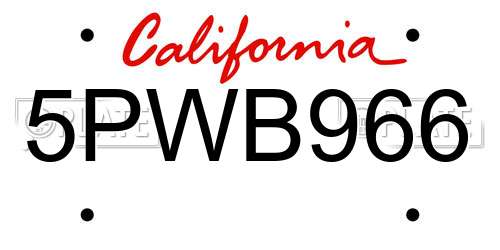 5PWB966 California License Plate