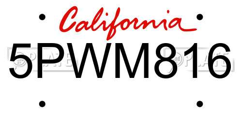 5PWM816 California License Plate