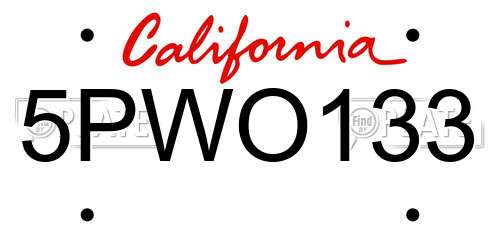 5PWO133 California License Plate