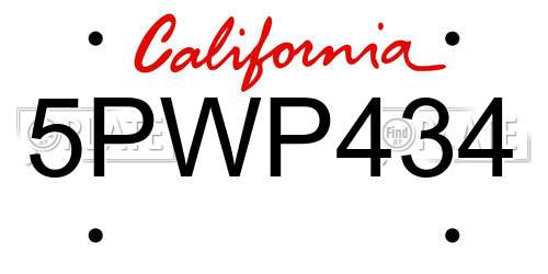 5PWP434 California License Plate