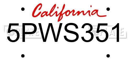 5PWS351 California License Plate