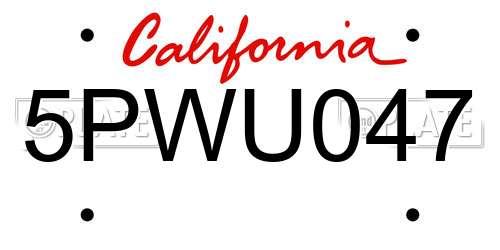 5PWU047 California License Plate