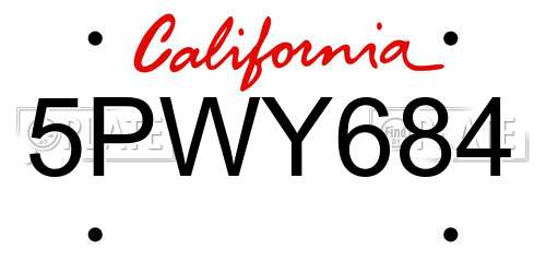 5PWY684 California License Plate