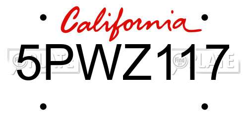 5PWZ117 California License Plate