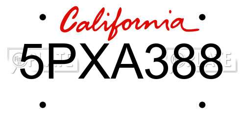 5PXA388 California License Plate