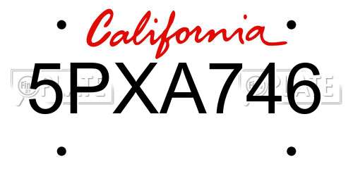 5PXA746 California License Plate