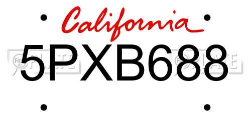 5PXB688 California License Plate