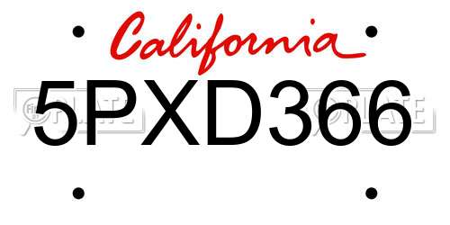 5PXD366 California License Plate
