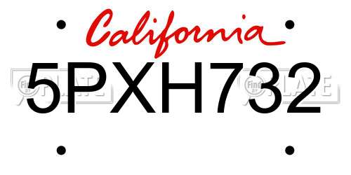 5PXH732 California License Plate