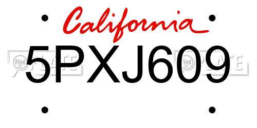 5PXJ609 California License Plate