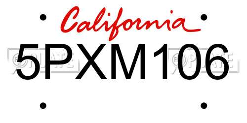 5PXM106 California License Plate