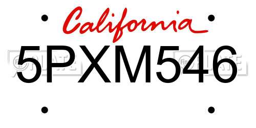 5PXM546 California License Plate