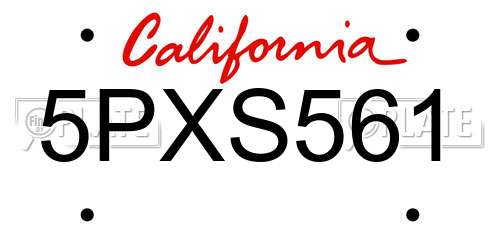 5PXS561 California License Plate