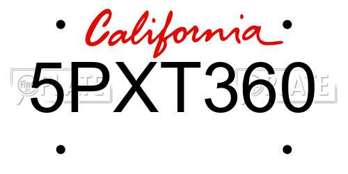 5PXT360 California License Plate