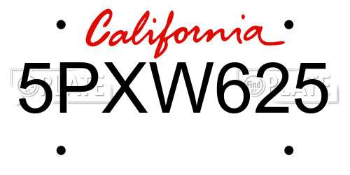 5PXW625 California License Plate