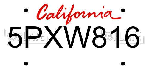 5PXW816 California License Plate