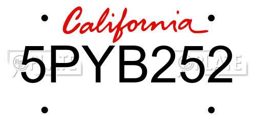 5PYB252 California License Plate