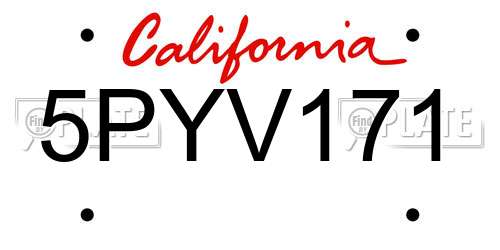 5PYV171 California License Plate