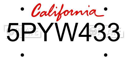 5PYW433 California License Plate