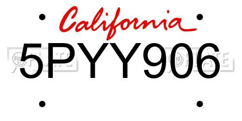5PYY906 California License Plate